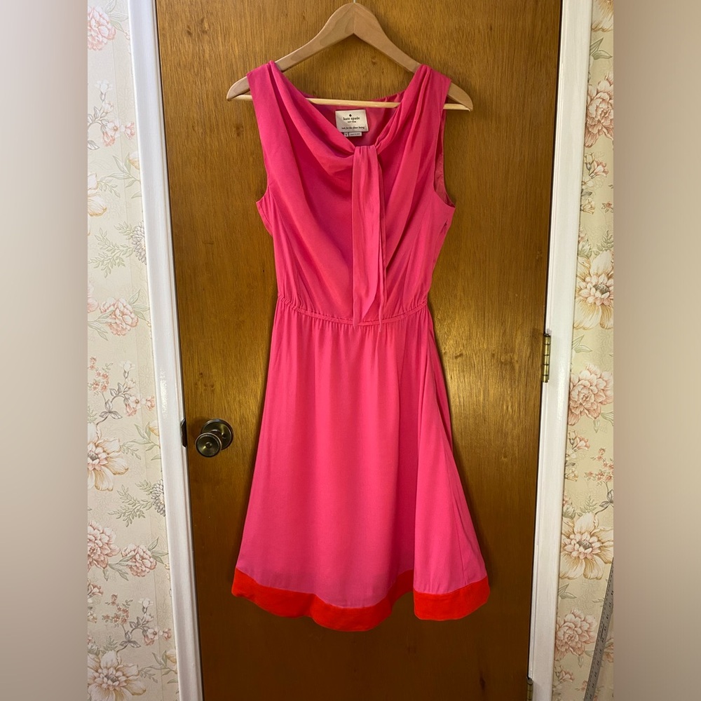 Pink Kate Spade Look for the Silver Lining Dress with Red Trim